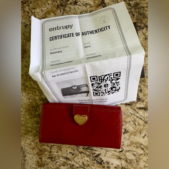 Gucci Guccissima Lovely Heart Continental Long Wallet Red - Picture 15 of 15